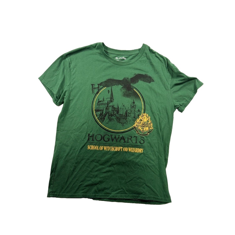Harry Potter Wizarding Hogwarts Shirt Large Hunter Green School Witchcraft  Tee
